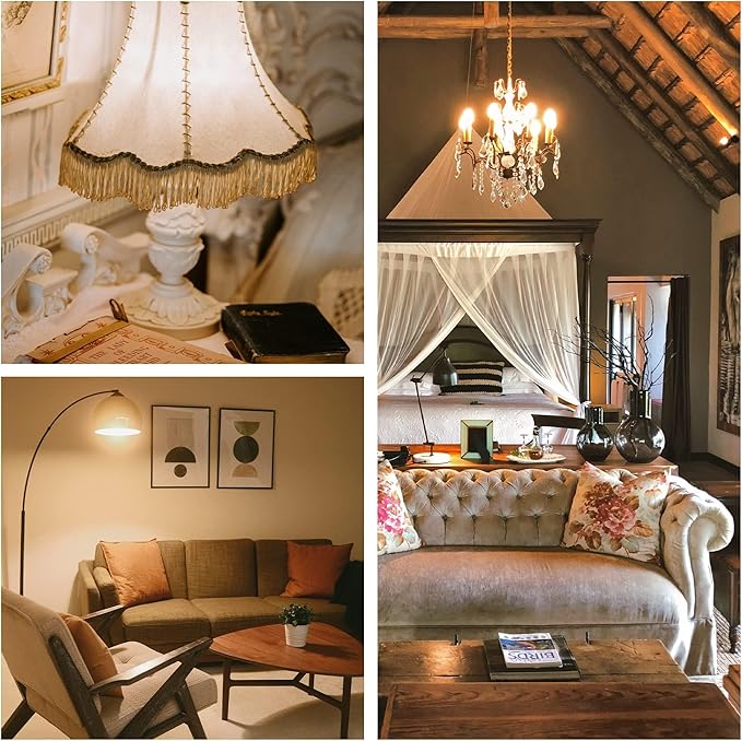 12 pcs C32 Candle Filament LED Bulb, Soft Warm White Light 4W Equals 25w-40W, E12 Candelabra Base Edison Bulb, Clear Glass Light Bulb for Pendant Chandelier Ceiling Fan