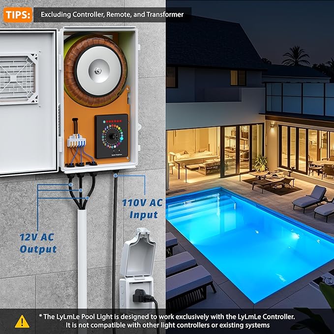 LyLmLe Pool Light for Inground Pools, 35W 10 Inch RGBW Multicolor Inground Pool Light, 12V Universal Color Changing LED Pool Lights for 10" Wet Niches, 100ft Cord, Without Transformer & Controller