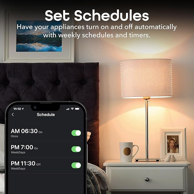 Geeni Surge Ultra Smart 8-Outlet Surge Protector – 6 Smart Outlets, 2 Always-On Outlets, 6 ft Cord, WiFi & Voice Control with Alexa/Google, 1200 Joules Protection, No Hub, Black