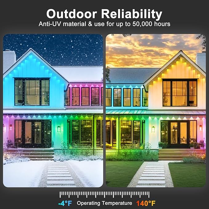 Permanent Outdoor Lights,100FT RGB Eave Light,IP67 Waterproof Lighting for House,Smart LED with App/Remote Control for Outdoor Decor,Garden Decor,Party,Holiday