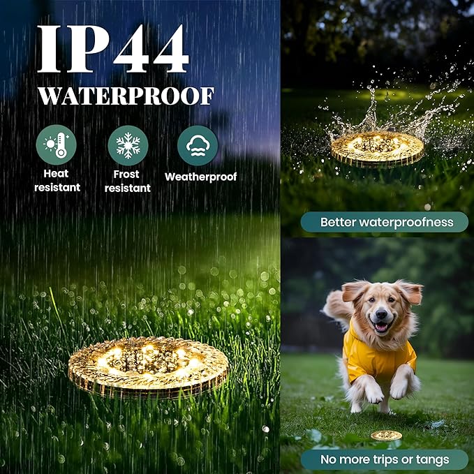 16 Pack Small Solar Ground Lights, Pathway Lights Waterproof, Outdoor Solar Light for Garden, Driveway, Walkway, Backyard (Warm White)