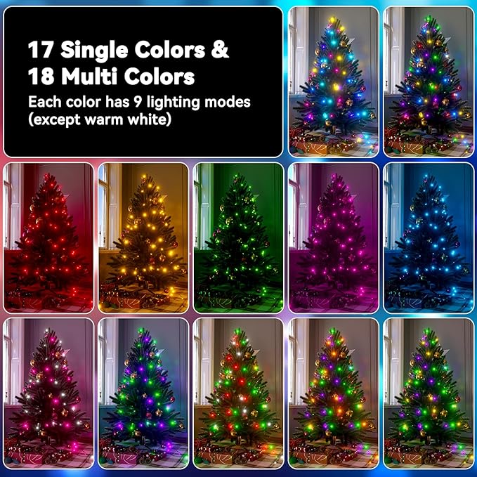 LitHome 33Ft 100 LED Color Changing Christmas String Lights, 35 Colors 9 Modes RGB Easter Lights Outdoor with Remote, Colorful Pastel String Light Plug in Green Wire for Tree Spring Easter Decoration