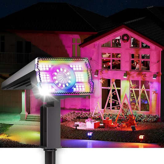 1-Pack Solar Color Changing Lights Outdoor Waterproof,6 Dynamic Hues&2 Modes IP67 Weatherproof,105° Adjustable Solar Spotlights for Pathway/Garden/Patio/Backyard Decor,Dusk to Dawn Auto On/Off