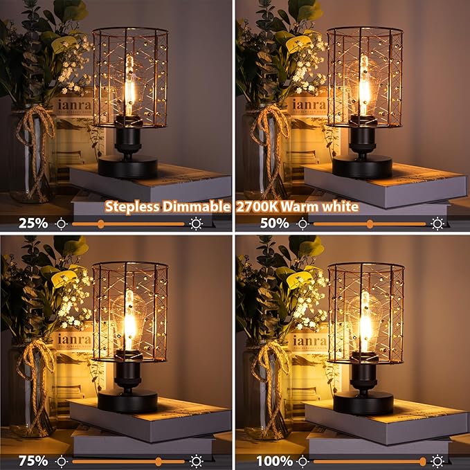 Cordless Rechargeable Outdoor Table Lamps, Battery Operated Table Lamp with Stepless Dimmable Table Lights, Outdoor Lamps for Patio, Living Room, Bedroom, Indoor- Set of 2