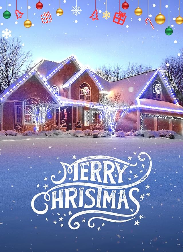 C9 LED Christmas Lights Outdoor, 99 Feet 150 LED String With 150 Spring Clips, Waterproof Connectable Christmas Tree Lights for Outside Roofline Patio Home Xmas Decor, Blue & Pure White