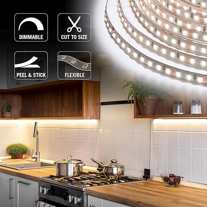 Armacost Lighting RibbonFlex Pro 12V White LED Strip Lights 120 LED/m, 2700K, 8.2 ft 133210