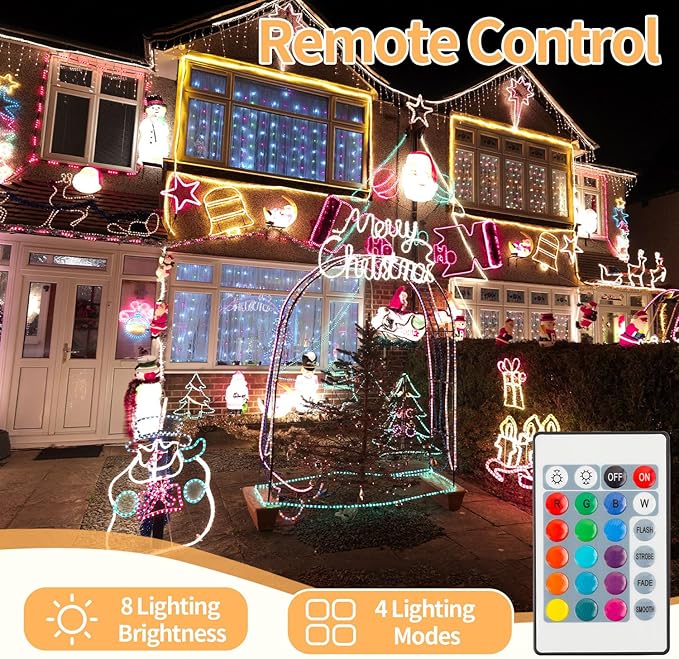 100 FT Waterproof Led Strip Lights for Outdoor Indoor, Cool White, Warm White, Blue, 16 Multiple Color Changing Led Light with Remote Control (100 feet)