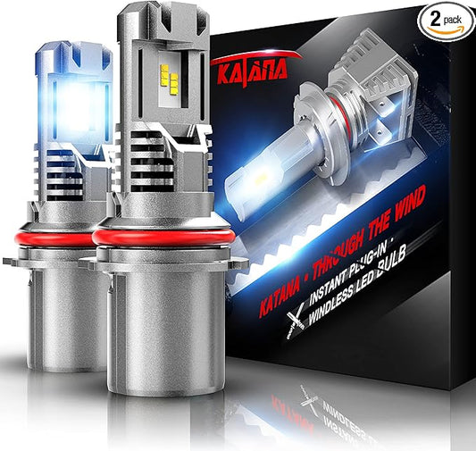 Katana 90-07 Light Bulbs | HB5 Fog Light Bulbs Fanless Wireless Super Bright 6500K Xenon White Fog Light, Pack of 2