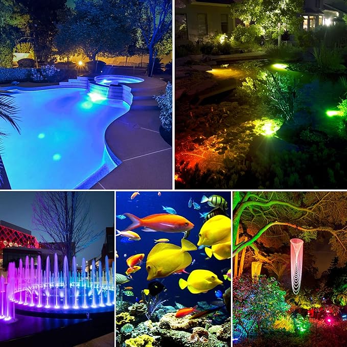 T-SUN Solar Pond Lights,5-IN-1 RGB LED Landscape Spotlights Color Changing Underwater Pond Lights,Outdoor Waterproof Submersible Fountain Lights for Fish Tank Garden Yard Pool Fountain Waterfall Decor