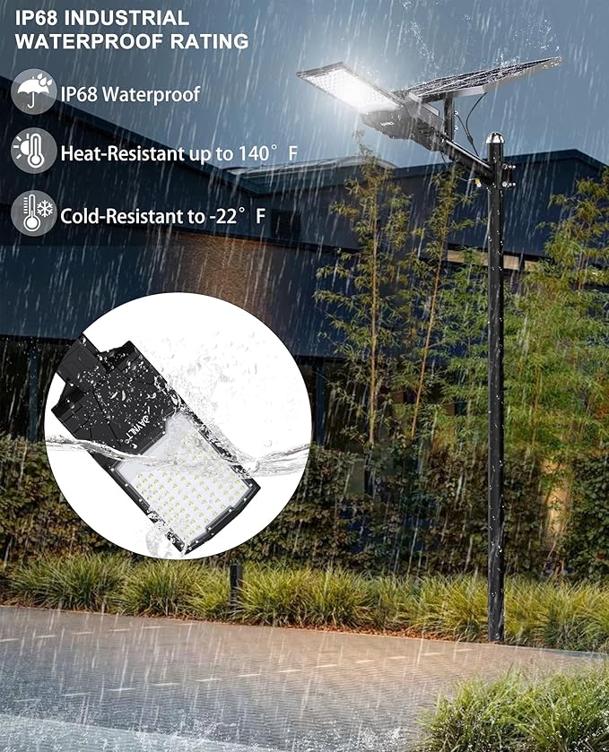 JAYNLT X-10000W Solar Street Lights Outdoor,6500K Ultra-Large Parking Lot Lights Commercial Dusk to Dawn,IP67 Industrial Grade Waterproof Solar Power Flood Security Lamps for Driveways,Yard
