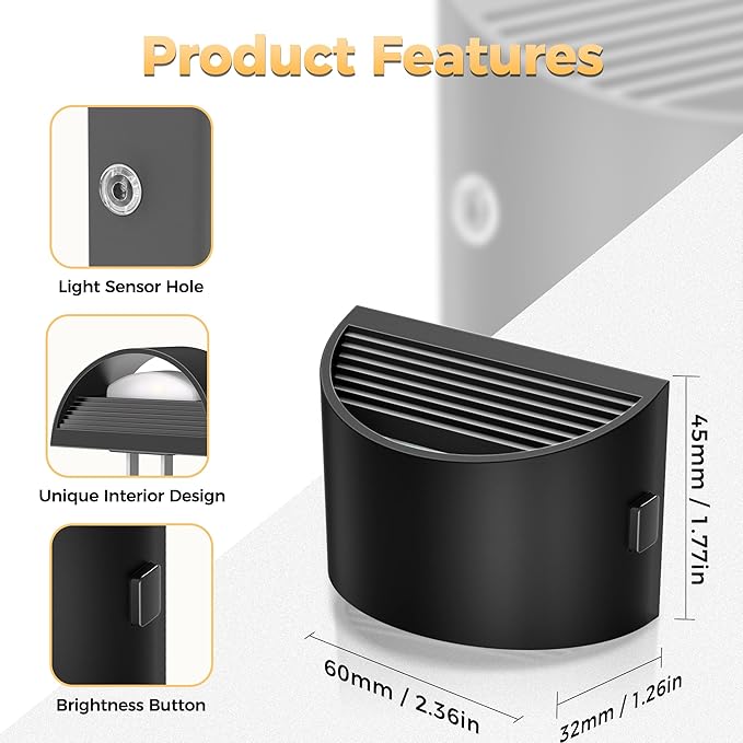 DORESshop LED Night Light[4 Pack], Night Lights Plug into Wall, Plug in Night Light with 3 Color Temperatures, Dusk to Dawn Sensor, Nightlights for Adults, Bedroom, Bathroom, Hallway, Black