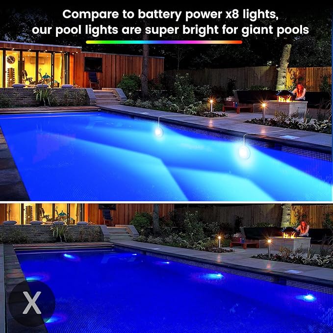 LyLmLe LED Pool Lights 50W Double Lights for Giant Pools, 12V APP Control Underwater Light with Magnet & Timer, 2000lm, IP68 Waterproof Submersible Light for Aboveground and Inground Pools