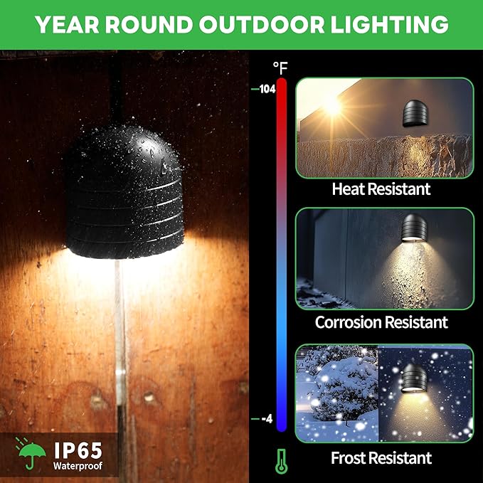 Low Voltage LED Step Lights - Warm White & Daylight White Selectable, Landscape 12V Deck Lights Outdoor, Hardwired IP65 Waterproof Aluminum Black for Wall Garden Handrail 12 Pack