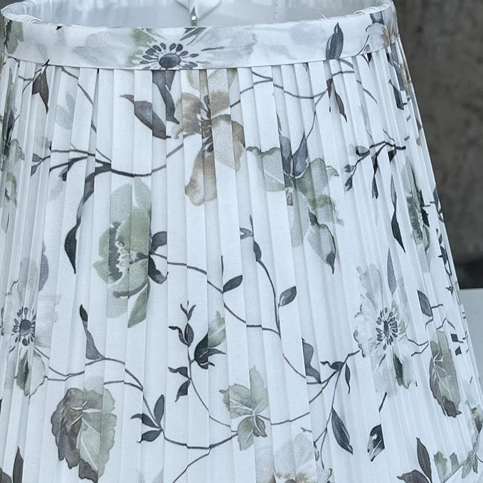 TOOTO STAR Floral Print Small Lampshade, 6x10x7.5inch Pleated lamp shade for table & bedside lamps, Floor Lamps and Pendant Lamps (Spider Fitter), Handmade of Lampshade