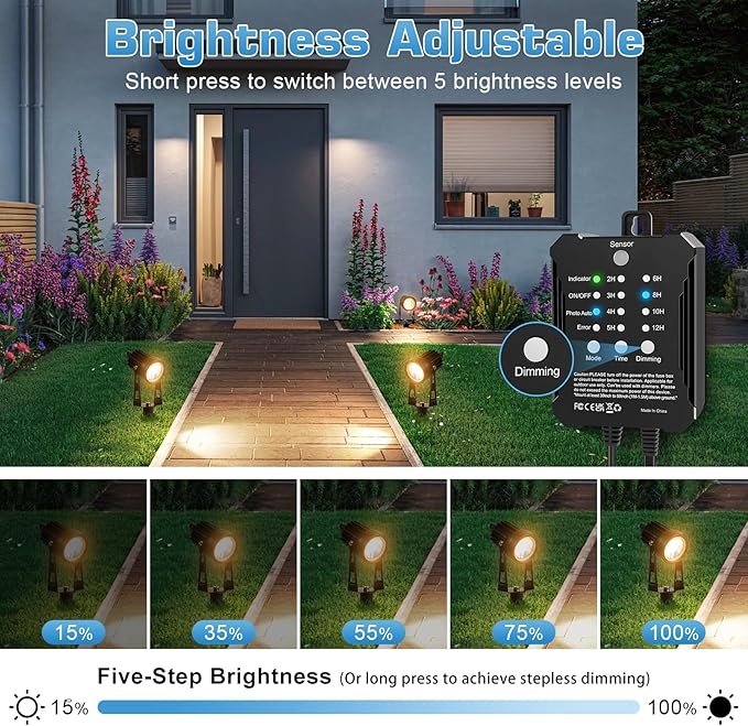 All-in-One Low Voltage Landscape Lighting Kit, 8-Pack Landscape Lights with Transformer, 3000K Waterproof Outdoor Lights with 75FT Wire for Yard, Garden
