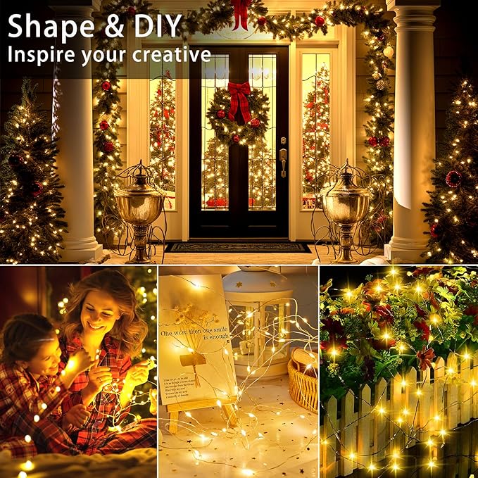 VOOKRY 32 Pcs Fairy Lights Battery Operated String Lights - 10 ft 30 LEDs Waterproof Copper Wire Mini Firefly Starry Moon Lights for DIY Crafts Wedding Party Bedroom Table Centerpieces Christmas