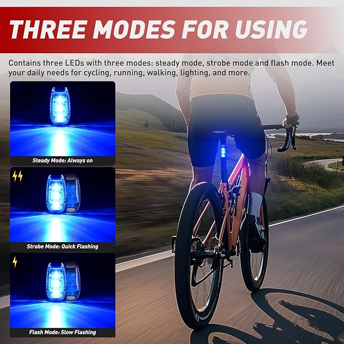 Nilight LED Safety Light 4PCS Blue Marine Navigation Bike Tail Lights Three Modes Waterproof Reflective Gear Clip On Flash Strobe Indicator Lamp for Night Boating Fishing Cycling Jogging