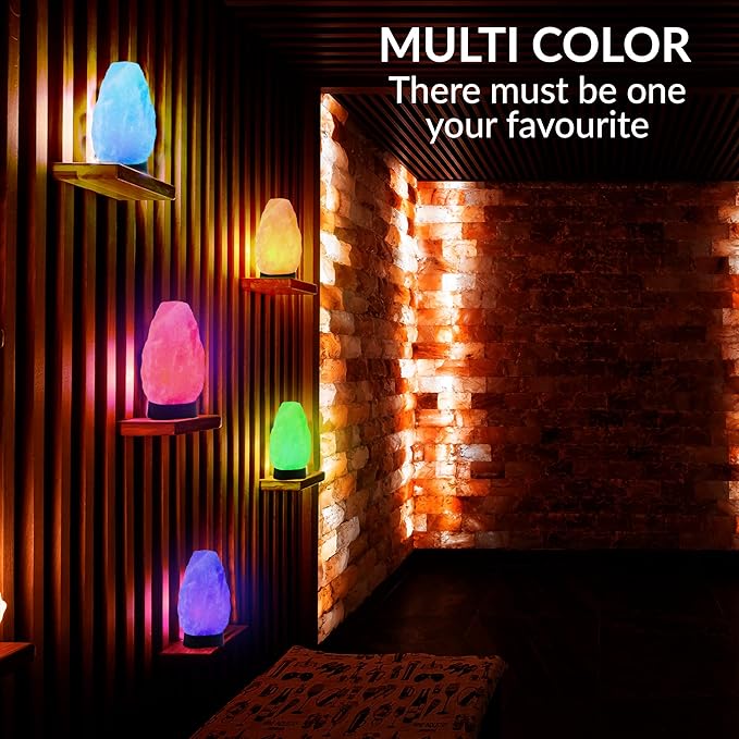 Himalayan Glow Salt Lamp - Multi-Color USB Himalayan Salt Lamp with Dimmer Control | LED Bulb | Plastic Base | Amber Glow, Idle for Gift, Decor & Desk