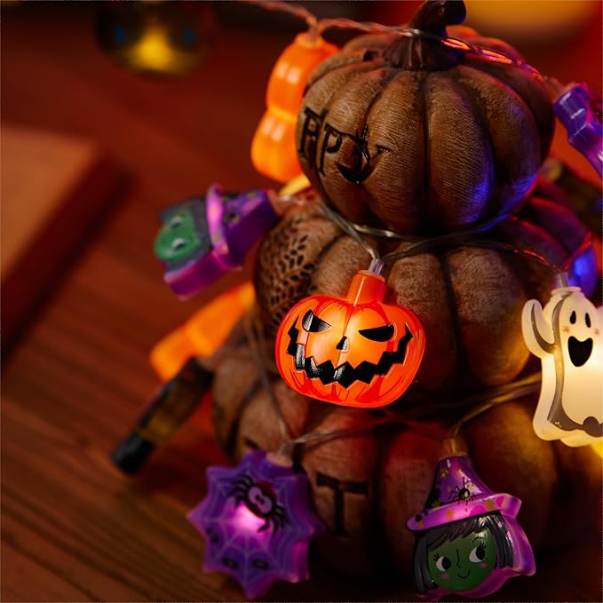 LOLStar Halloween String Lights Decorations, 9.8FT 20 LED Halloween Fairy Lights, Battery Operated (Not Included) with Timer Function and 8 Flashing Modes, Cute Booday Lights 2025 Home Indoor Decor