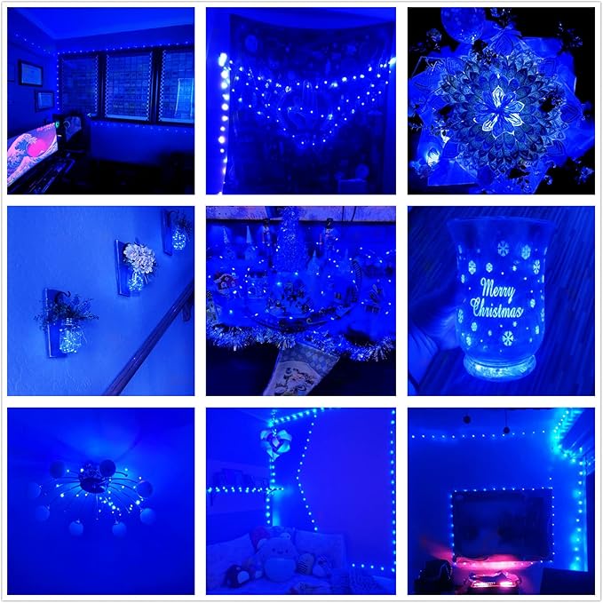 Blue Battery Operated LED String Lights 7Ft 20 LED Silver Copper Wire Fairy Ambiance Lighting for Home Bedroom Patio Camping Halloween Diwali Christmas Decoration-2Pack