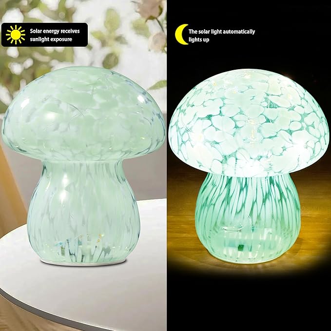 Mushroom Table Lamp, Small Bedside Table Lamp, 6.1 inches, Mushroom Decoration Cute Mini Atmosphere Lamp Home Decoration, Suitable for Bedroom, Living Room, Children's Room-Light Green