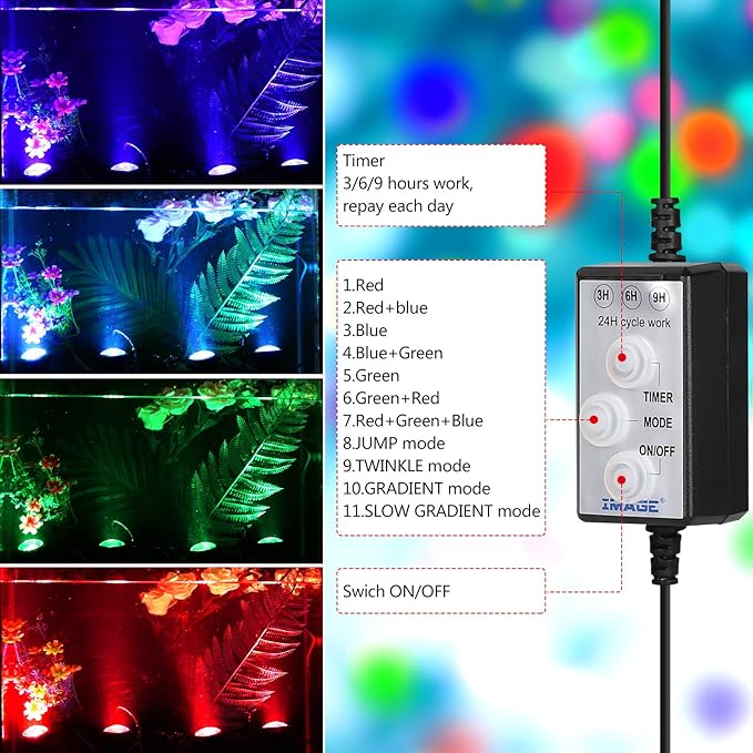 Pond Lights Remote Control Submersible LED Lights [Set of 4] IP68 Underwater Lights Aquarium Spotlight 48LED with Timer Landscape Lamp for Swimming Pool Fish Tank Fountain Pond Decoration