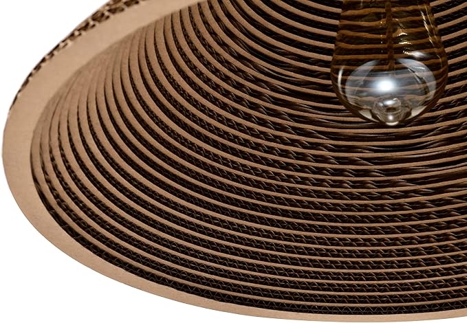 Edvivi Pendant Light with Nordic Style Cone Paper Shade, 1-Light 16.5 in. Dia Natural Brown Cardboard Chandelier, Adjustable Hanging Light Fixture for Dining Table, No Bulbs Included