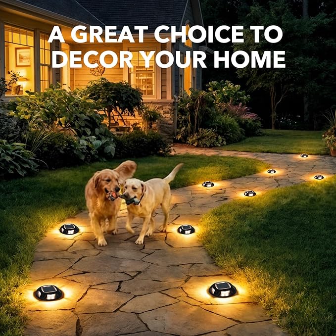 AGPTEK Solar Driveway Lights Outdoor 12 Pack, 2 Color Modes LED Deck Dock Marine Waterproof Driveway Marker Lights for Step Sidewalk Stair Garden Pathway Walkway Yard (Warm White/Cool White, Black)