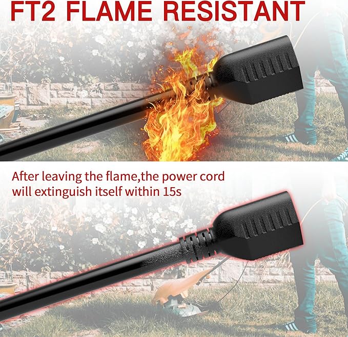 16/3 50 FT Outdoor Extension Cord Waterproof, Weatherproof & Flame Retardant Black 3 Prong Power Cord Outside for Lawn & Garden, 13 Amps 1625 Watts 125 VAC 16AWG SJTW, ETL Listed