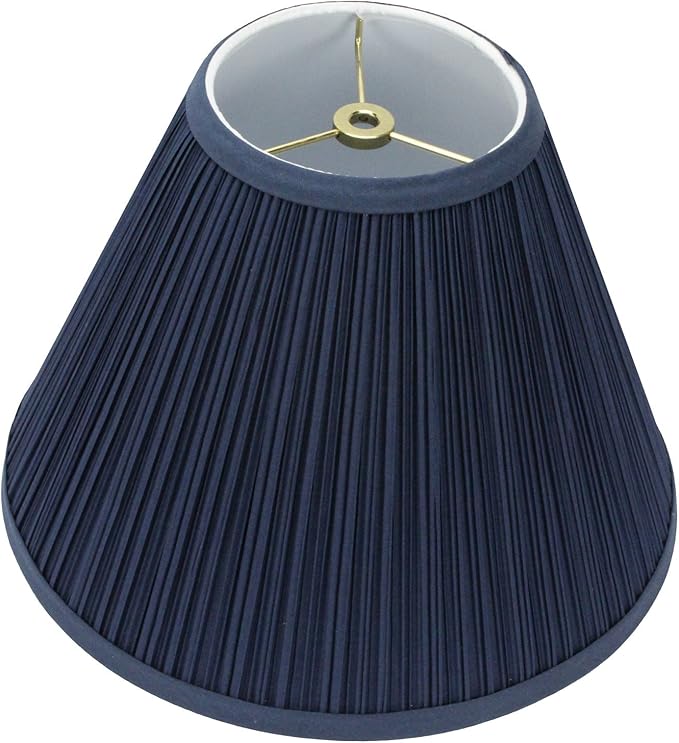 FenchelShades.com Lampshade 5" Top Diameter x 12" Bottom Diameter x 9" Slant Height with Washer (Spider) Attachment for Lamps with a Harp (Pleated Navy Blue)