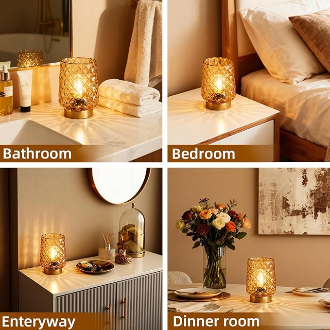 MJ PREMIER Battery Operated Lamp with Timer Small Cordless Lamps Cordless Table Lamp Beside Lamps Modern Touch Night Light for Home Decor, Bedside, Kitchen, Shelf, Hallway, Emergency, Gift Amber