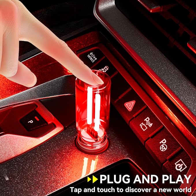 4 PCS USB Night Light, Touch Dimmable Mini USB LED Car Interior Ambient Lights, Portable Plug-in Glass Bottle Night Lamp for Car, Tent, Desk, Bedside(4RGB)