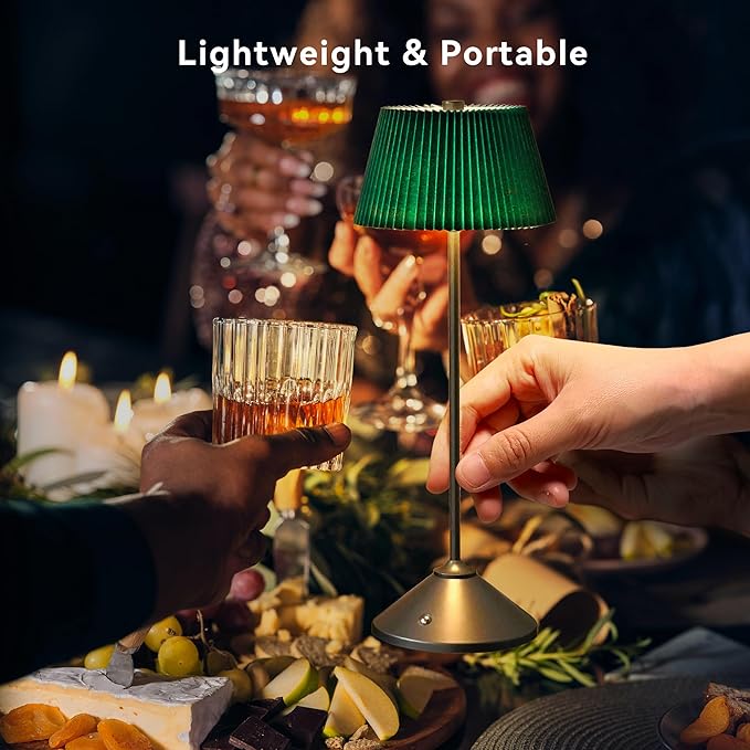 Cordless Rechargeable Table Lamp – 3 Adjustable Color Temperatures, Lightweight & Portable, Matte Metallic Finish, Waterproof, Battery Operated for Indoor& Outdoor Use (White)