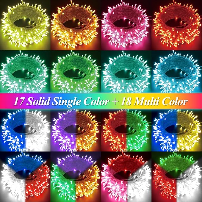 LitHome 33Ft 100 LED Color Changing Christmas String Lights, 35 Colors 9 Modes RGB Easter Lights Outdoor with Remote, Dimmable Pastel String Light Plug in Clear Wire for Tree Spring Easter Decoration