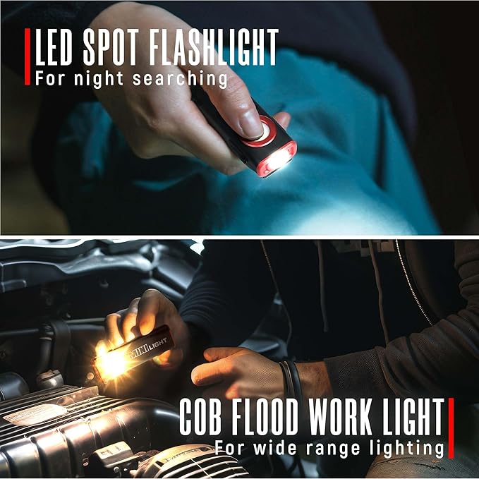 lexall Flashlight, 1600 Lumens Mini Magnetic Flat EDC Flashlight with Clip, 3 Modes Portable Ultra-Light Bright Waterproof Pocket Light for Working, Camping, Repairing, Emergencies
