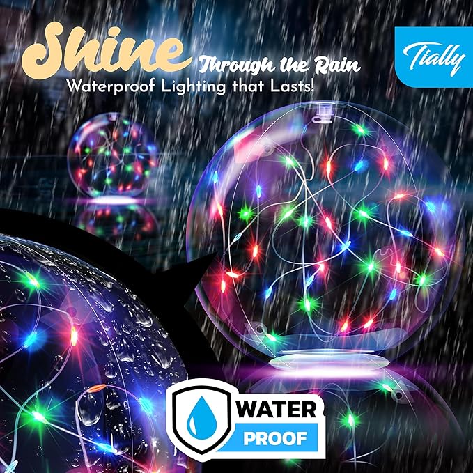 TIALLY Fairy Solar Floating Pool Lights - 14" Inflatable LED Pool Lights for Inground Pool, Waterproof Pool Lights that Float, Pool Decorations Outdoor, Best Gifts for Pool Owners, 4 Pack
