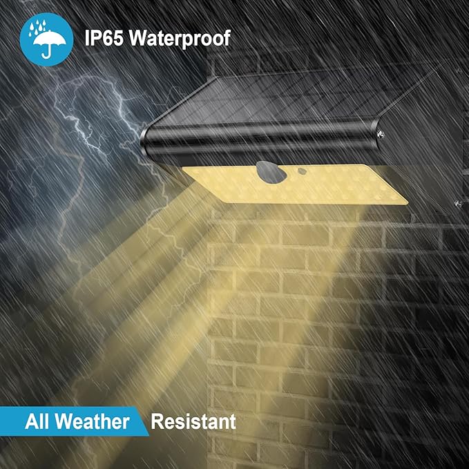 SECUROAD 1100 Lumens Solar Motion Sensor Lights Outdoor, IP65 Waterproof, 4500mAh Battery, Black Aluminum Metal Security Flood Wall Lights, 1 Pack, Warm White