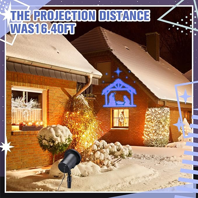 Christmas Nativity Scene Outdoor Projector Christian Themed Holy Night Scene Vivid Holiday Projector Decorations for Garage Yard Garden Porch Door Wall Decor Party Gifts