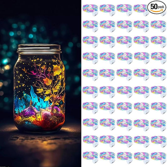 ZGWJ Fairy Lights Battery Operated, 50 Pack Twinkle String Lights 20 LED 7FT 3 Lighting Modes for Bedroom Decor, Easter, Halloween, Christmas, Party Indoor and Outdoor Decoration Colorful