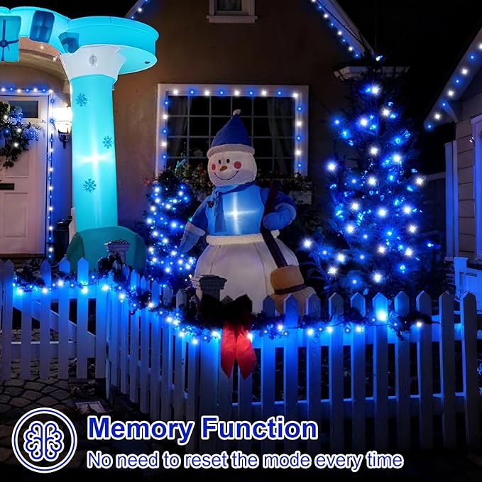 QITONG 165ft 500 LED Blue and White String Lights, Christmas String Lights with Green Wire, 8 Modes Twinkle Lights Plug in