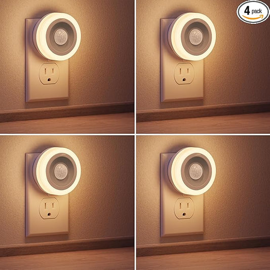 Briignite Motion Sensor Night Light, [4 Pack], Night Lights Plug into Wall, Auto On/Off Motion Activation Nightlight, Energy-Saving 0.6W LED, Warm White, Ideal for Kids, Bedroom, Bathroom