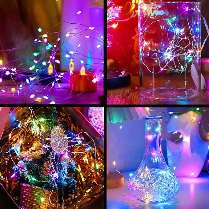 Easter String Lights Battery Operated, Mutilcolor LED Fairy Lights 16FT 50LED Silver Wire String Light Waterproof Easter Fairy Light Indoor for Bedroom Spring Party Christmas Decor(1, Mutilcolor)
