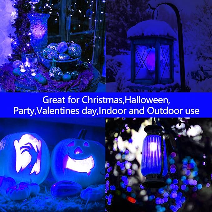 Bitrue LED Flame Light Bulbs, 4 Modes Blue Flame Effect Bulbs, E26 Base Fire Light Bulb with Gravity Sensor, Flickering Light Bulbs for Halloween Home Decor(Blue 2 Pack)