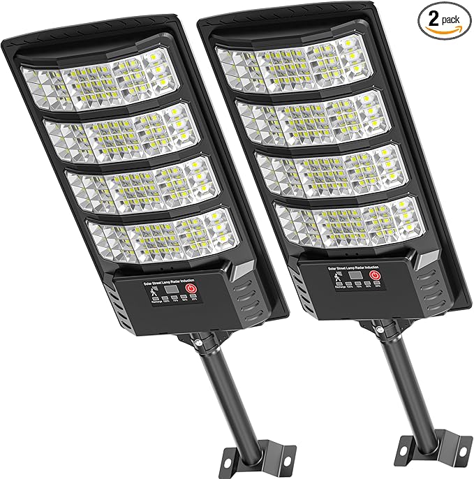 Solar Lights Outdoor - Super Brght Solar Street Lights Outdoor Dusk to Dawn with Motion Sensor and Remote Control, Wide Angle Commercial LED Street Light IP67 Waterproof(2 Pack)