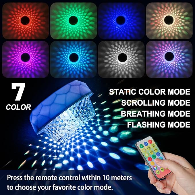 CCHKFEI Solar Floating Pool Lights with Thermometer, Swimming Pool Light with Remote, IP68 Waterproof, RGB 6 Dynamic Modes for Pools, Fountains, Party.