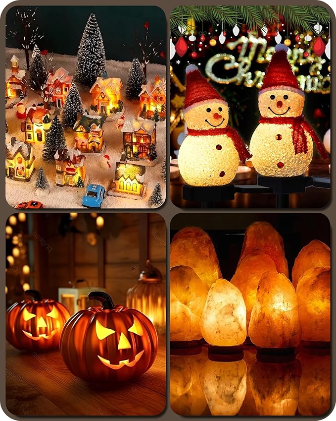 Christmas Village Lights, Decoration String Lights, Warm White, for Christmas Snow House, Pumpkin Crafts, Holiday Decoration, 6Ft with 1 C7 LED Bulb, 4Pack W06VLP405