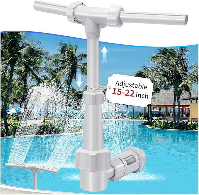 Klleyna Swimming Pool Fountain for Above & In-Ground Pools, Pool Waterfall Water Cooler Sprinkler Sprayer Summer Party Decor (B-Gray-3 Adapters)