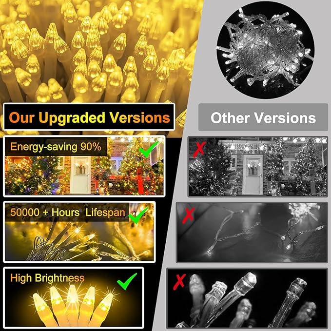 1500 LED 470FT Christmas String Lights, 12 Modes and Timer Memory Dimmable, Plug in Outdoor Waterproof Clear Wire Twinkle Fairy Light for for Xmas Yard Tree Wedding Party Outside Decor (Warm White)