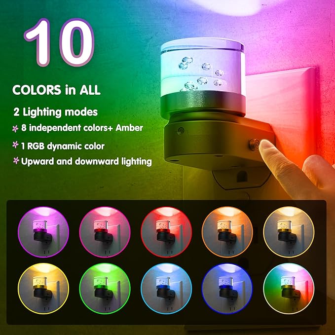 L LOHAS LED Night Light, Night Lights Plug into Wall, Color Changing Nursery Nightlight RGB with Dusk to Dawn Sensor, Nightlight Plug in Wall for Halloween, Christmas, Holiday, Hallway Bedroom Kids