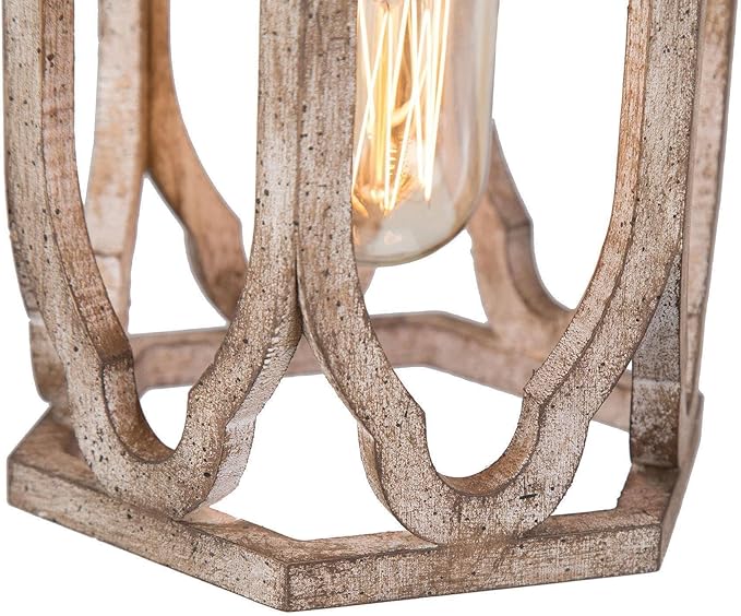 KSANA Farmhouse Pendant Light, Wood Rustic Cage Lantern Hanging Light Fixture for Kitchen Island, Foyer, Hallway, Bedroom and Entryway